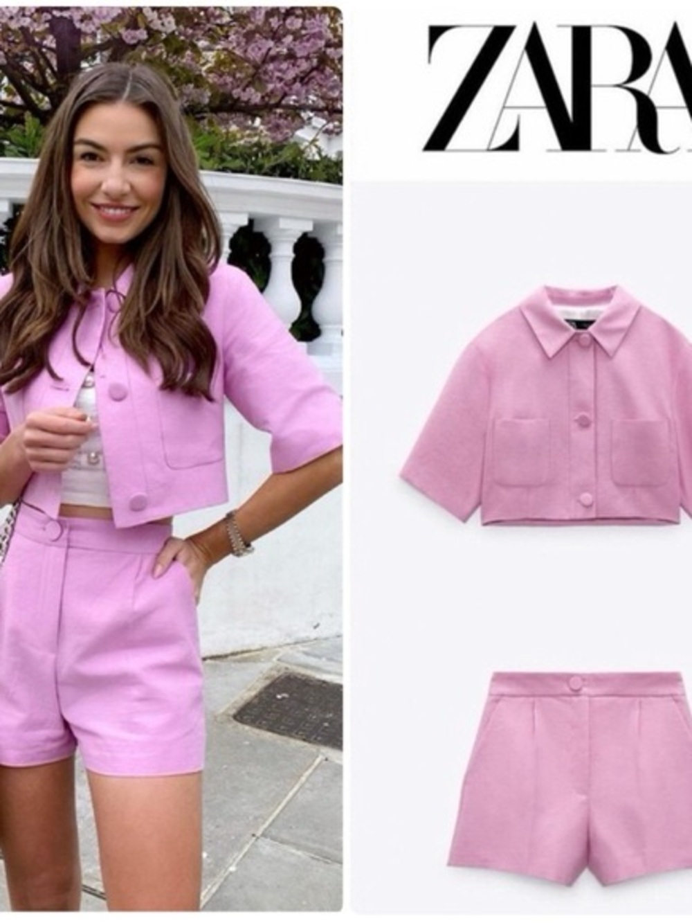 Zara Pink Blazer and Short Set
